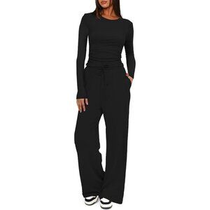 Women’s 2 Piece Sets Long Sleeve Wide Leg Tracksuits Fall 2025 Casual Lounge